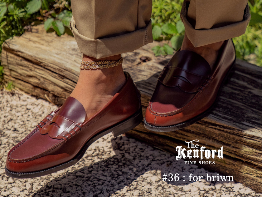 The Kenford Fineshoes コンビローファー　ブラウン ホワイト The Kenford Fineshoes】コンビ ローファー（ローファー）｜The
