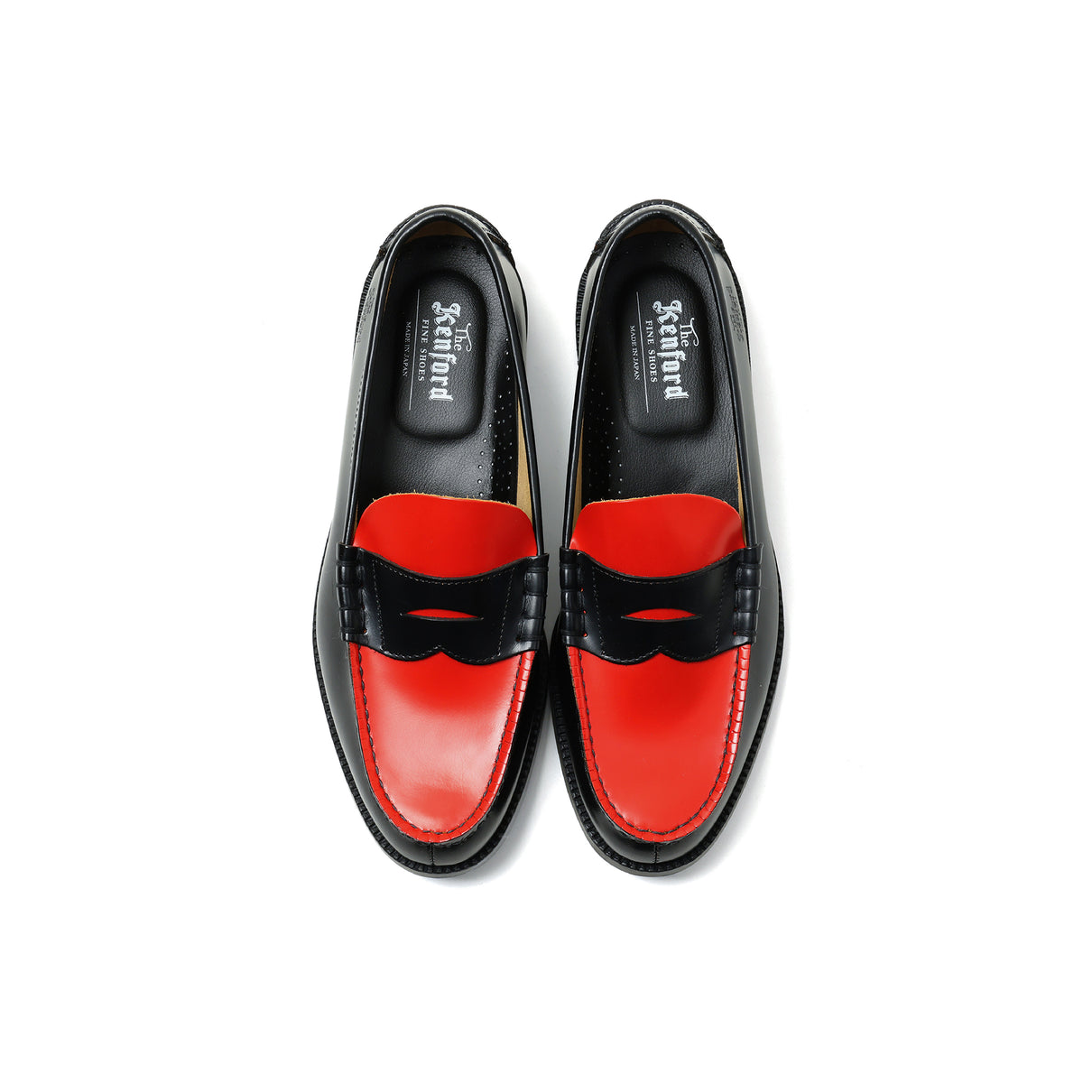 MENS COMBI LOAFERS / BLACK RED