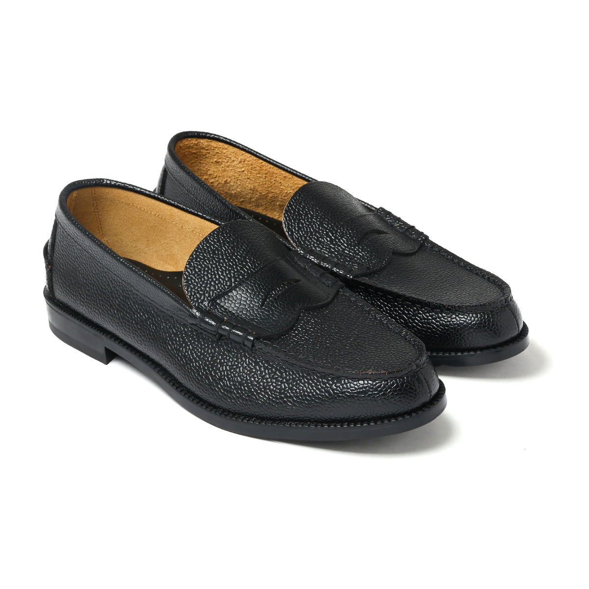 MENS EMBOSSED LOAFERS / BLACK SCOTCH GRAIN