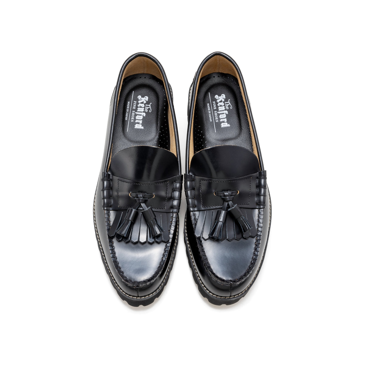 MENS TANK SOLE QUILT TASSEL LOAFERS / BLACK