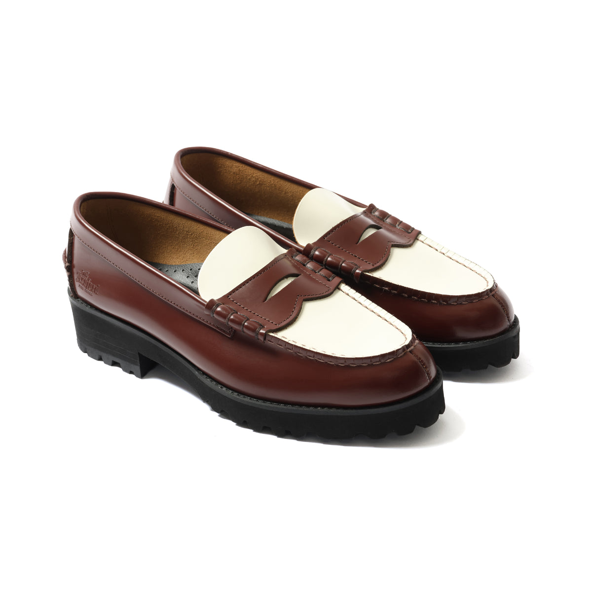 WOMENS TANK SOLE LOAFERS / DARK BROWN WHITE – THE KENFORD FINESHOES