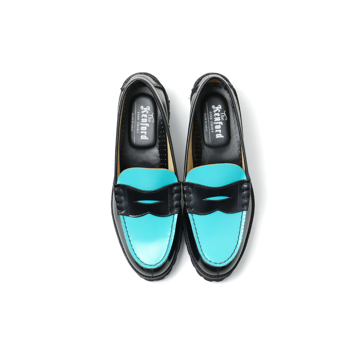 WOMENS TANK SOLE LOAFERS / BLACK TURQUOISE BLUE