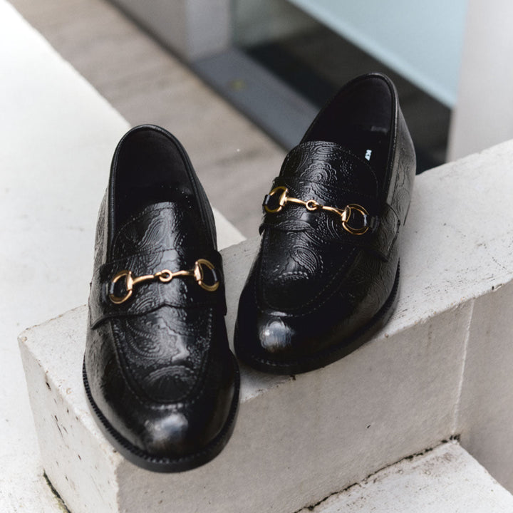 KENFORD MENS BIT LOAFERS / BLACK PAISLEY