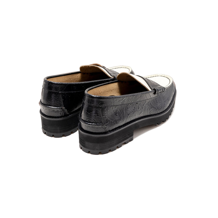 [Sales start on Friday, October 25th at 12:00] WOMENS TANK SOLE LOAFERS / BLACK WHITE PAISLEY