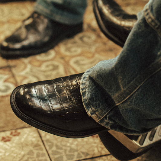 MENS CLASSIC SADDLE / BLACK CROCODILE