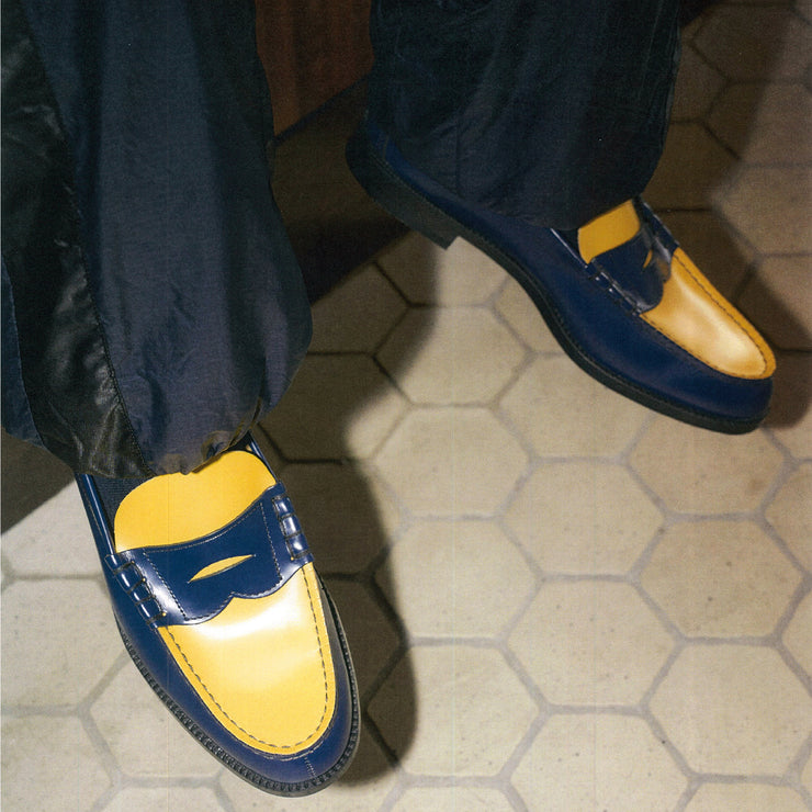 MENS COMBI LOAFERS / NAVY YELLOW