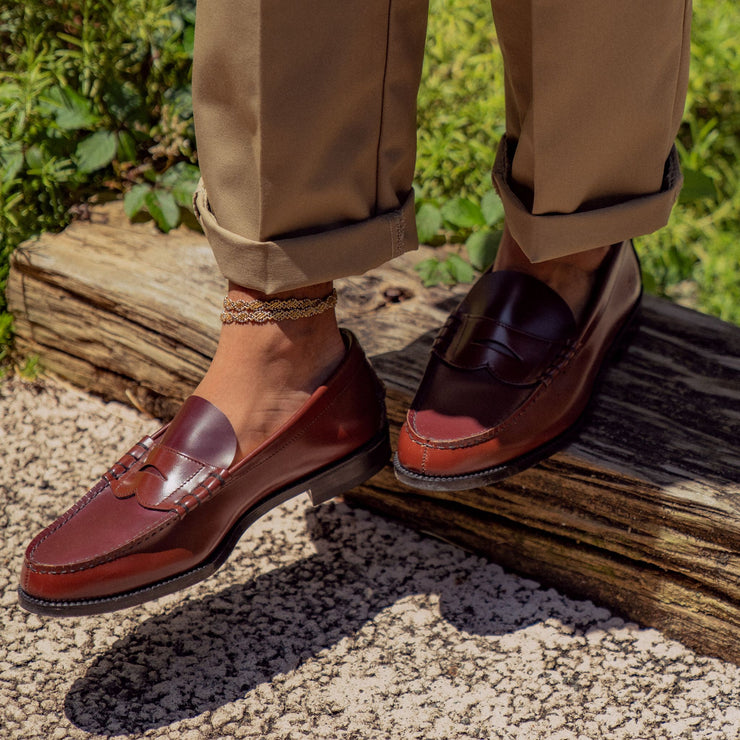 MENS COMBI LOAFERS / DARK BROWN WINE