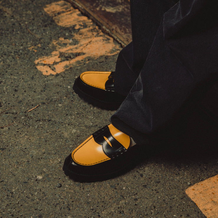 WOMENS TANK SOLE LOAFERS / BLACK YELLOW