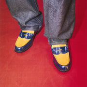 MENS COMBI LOAFERS / NAVY YELLOW