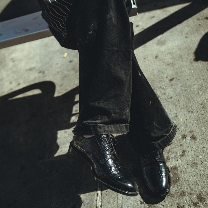 MENS CLASSIC PLAIN TOE / BLACK CROCODILE