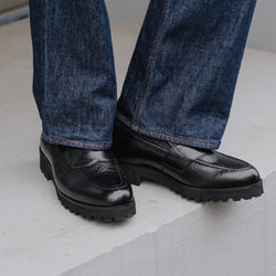 KENFORD MENS TANK SOLE LOAFERS / BLACK PAISLEY