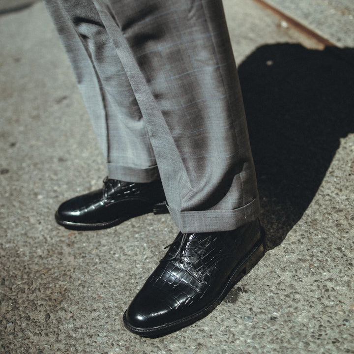 MENS CLASSIC PLAIN TOE / BLACK CROCODILE