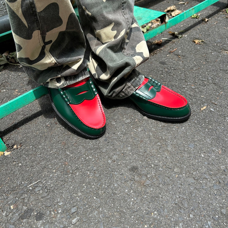 MENS COMBI LOAFERS/GREEN RED 