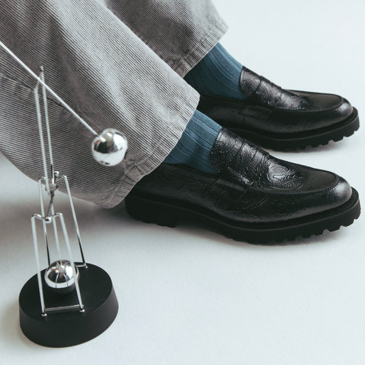 [Sale starts November 21st (Friday) 12:00] MENS NEW CLASSIC COIN LOAFERS / BLACK PAISLEY