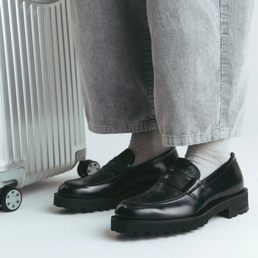 [Sale begins November 21st (Friday) 12:00] MENS NEW CLASSIC COIN LOAFERS / BLACK BLACK PAISLEY