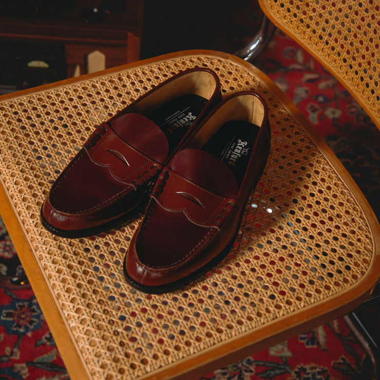 MENS COMBI LOAFERS / DARK BROWN WINE