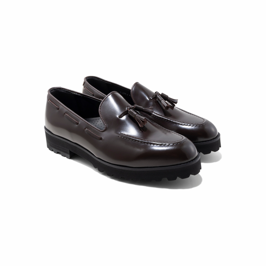 KENFORD MENS TANK SOLE TASSEL LOAFERS / WINE