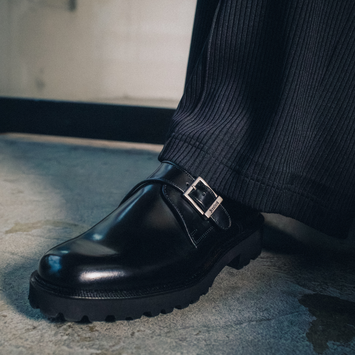 MENS NEW CLASSIC MONK STRAP SHOES / BLACK