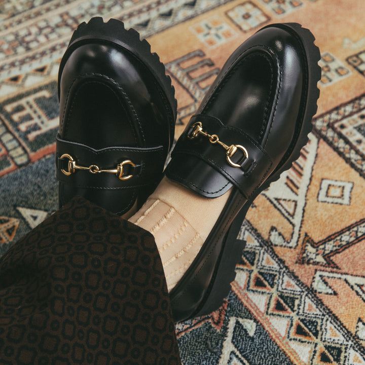KENFORD WOMENS TANK SOLE BIT LOAFERS / BLACK