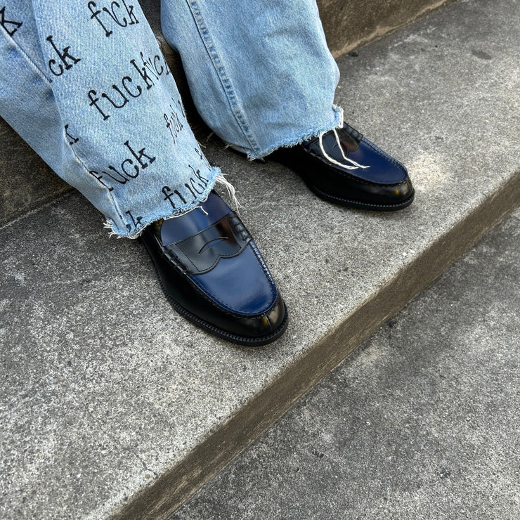 MENS COMBI LOAFERS / BLACK NAVY