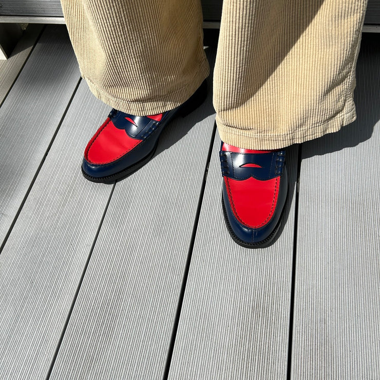 MENS COMBI LOAFERS / NAVY RED