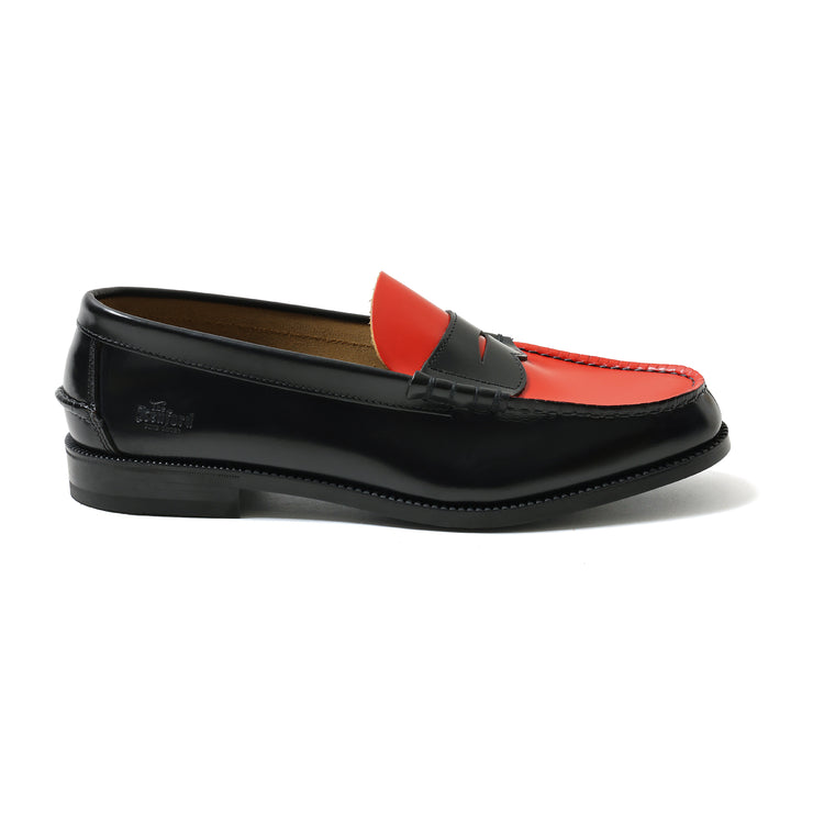 MENS COMBI LOAFERS / BLACK RED
