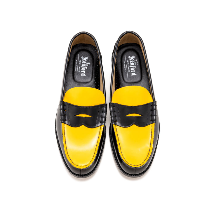 Black and yellow loafers men's on sale