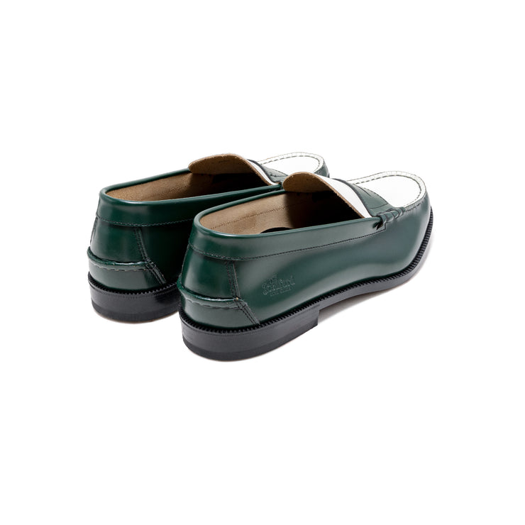 MENS COMBI LOAFERS / GREEN WHITE