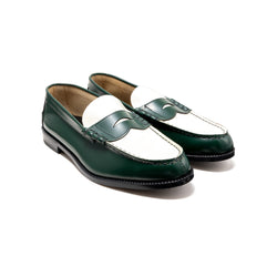 MENS COMBI LOAFERS / GREEN WHITE