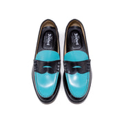 MENS COMBI LOAFERS / BLACK TURQUOISE BLUE