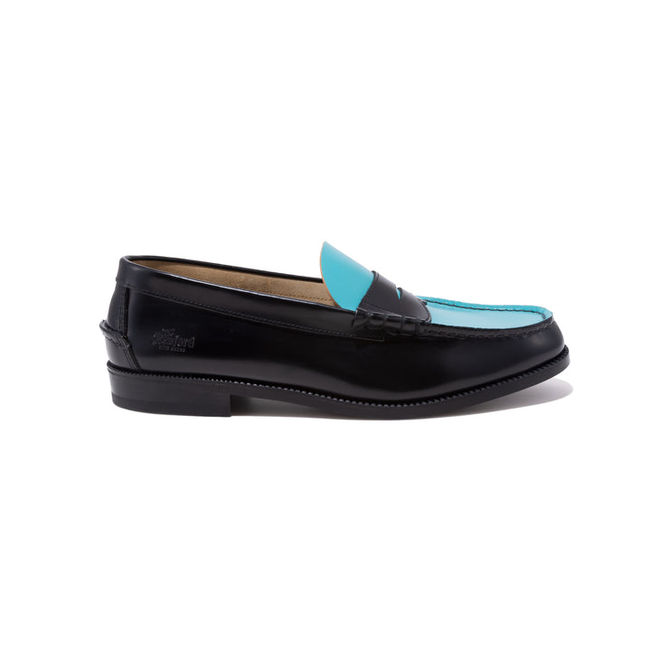 MENS COMBI LOAFERS / BLACK TURQUOISE BLUE