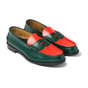 MENS COMBI LOAFERS / GREEN RED