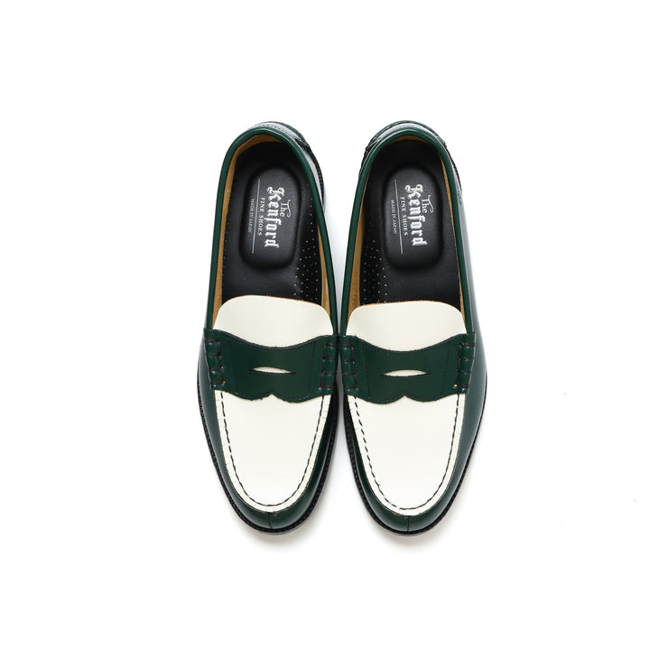 MENS COMBI LOAFERS / GREEN WHITE