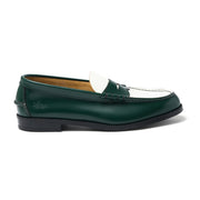 MENS COMBI LOAFERS / GREEN WHITE