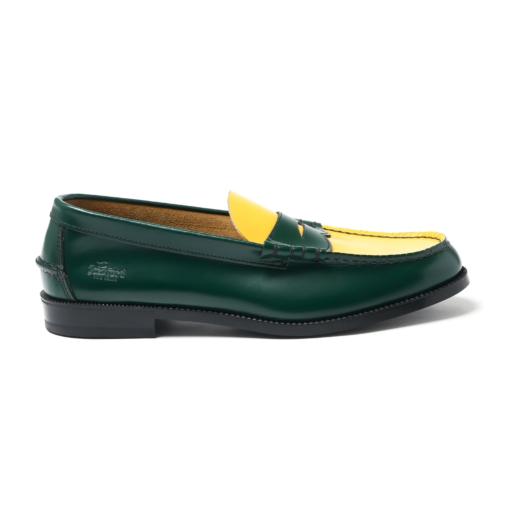 mens combi loafers / green yellow