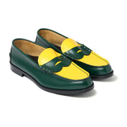 MENS COMBI LOAFERS/GREEN YELLOW 