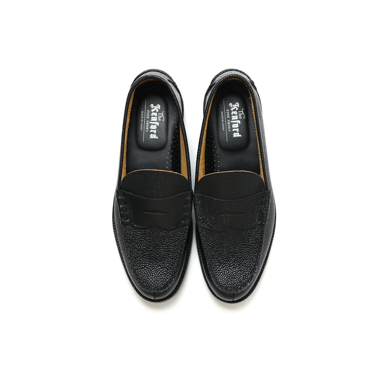 MENS EMBOSSED LOAFERS / BLACK SCOTCH GRAIN