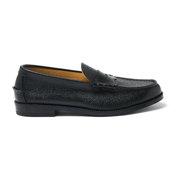 MENS EMBOSSED LOAFERS / BLACK SCOTCH GRAIN