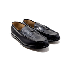 MENS EMBOSSED LOAFERS / BLACK BLACK PAISLEY
