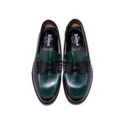 MENS EMBOSSED LOAFERS / BLACK GREEN PAISLEY
