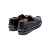 MENS EMBOSSED LOAFERS / BLACK GREEN PAISLEY