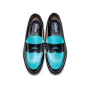 MENS EMBOSSED LOAFERS / BLACK TURQUOISE BLUE PAISLEY