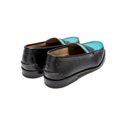 MENS EMBOSSED LOAFERS / BLACK TURQUOISE BLUE PAISLEY