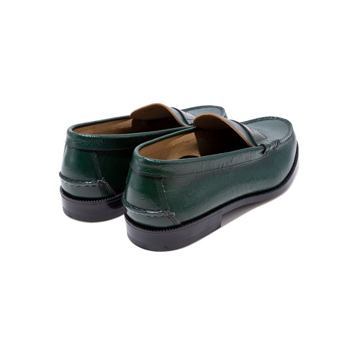 MENS EMBOSSED LOAFERS / GREEN PAISLEY