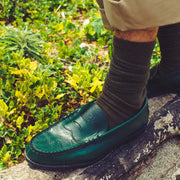 MENS EMBOSSED LOAFERS / GREEN PAISLEY
