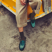 MENS EMBOSSED LOAFERS / GREEN PAISLEY