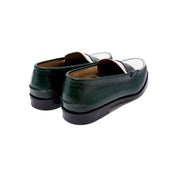 MENS EMBOSSED LOAFERS / GREEN WHITE PAISLEY