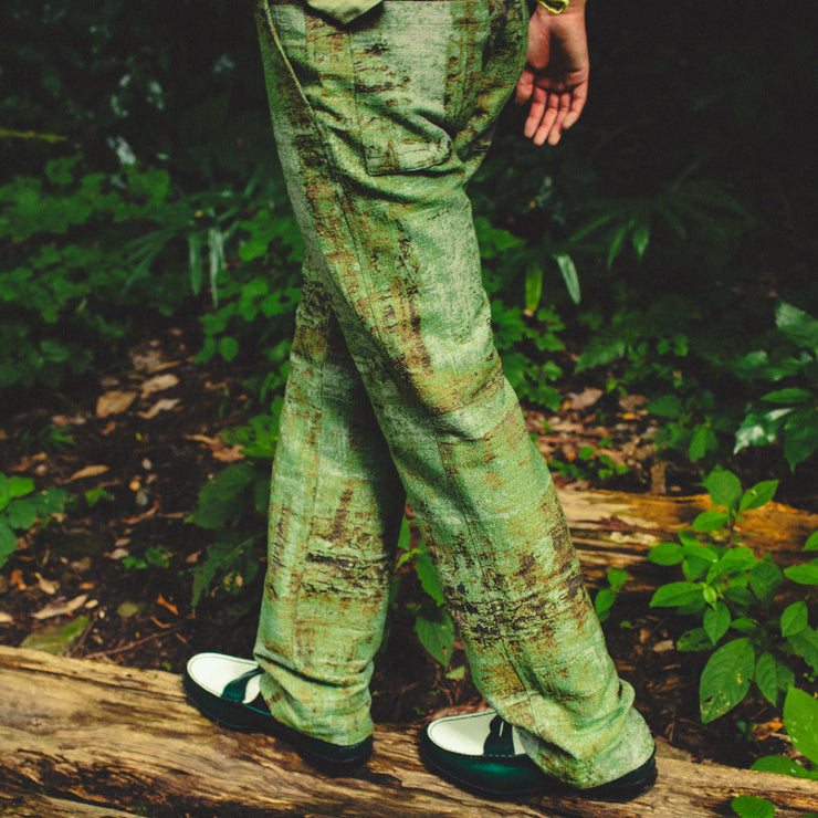 MENS EMBOSSED LOAFERS / GREEN WHITE PAISLEY