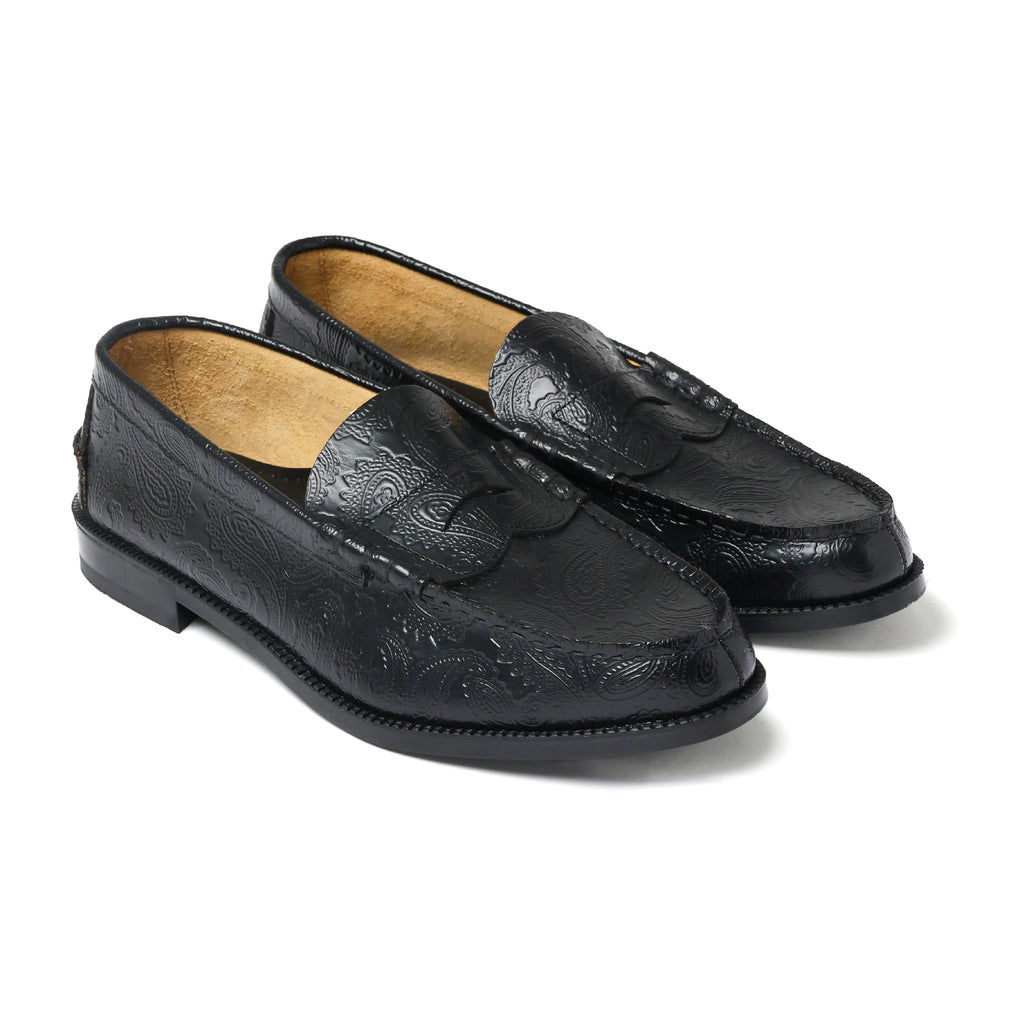 MENS EMBOSSED LOAFERS / BLACK PAISLEY