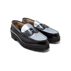 MENS TANK SOLE LOAFERS / BLACK SILVER